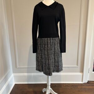Ted Baker size 5 Black and Gray Long Sleeve tweed and knit Dress